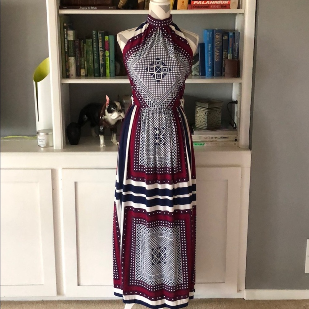 Vintage High Neck Maxi Summer Dress